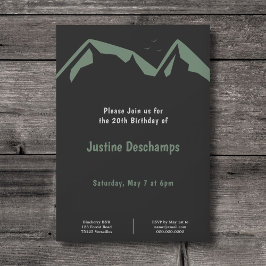 Montanhas em Verde - Convite de Aniversário Negro