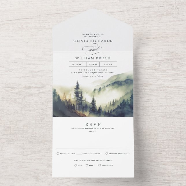 Montanhas Forest Fog Paisagem Noite Casamento (Interno)