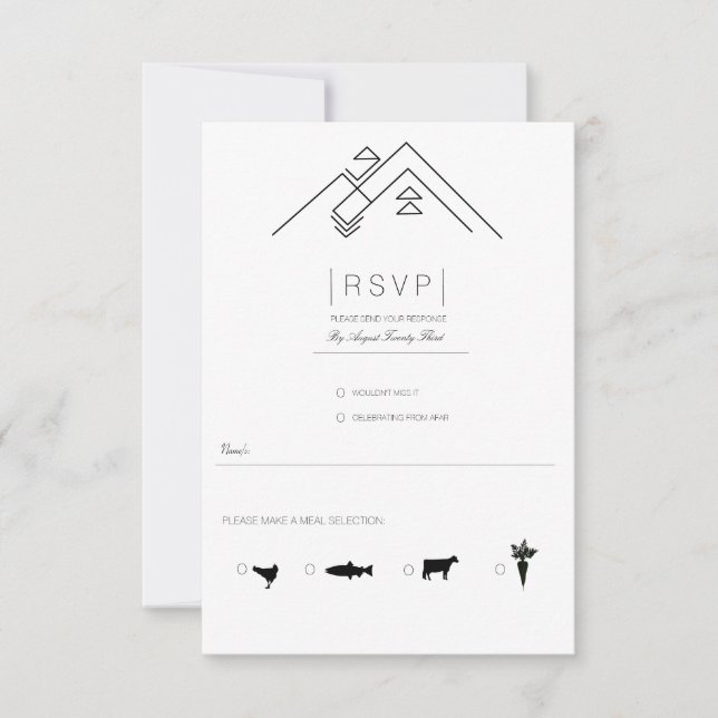 Montanhas Geométricas | RSVP Preto e Branco Modern (Frente)