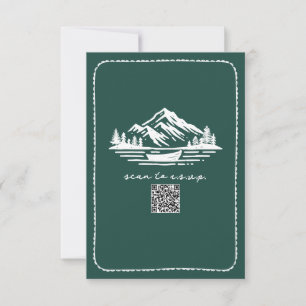Montanhas Line Art Canoe QR Code Weding RSVP