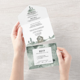 Montanhas, Pinheiros, Cabana Casamento Rústico |