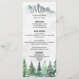 Montanhas Russas e Menu Plano de Aquarela Floresta