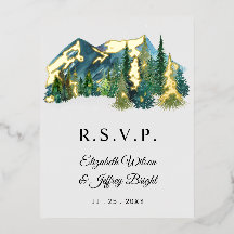 Montanhas Rustic Watercolor Pine Winter RSVP