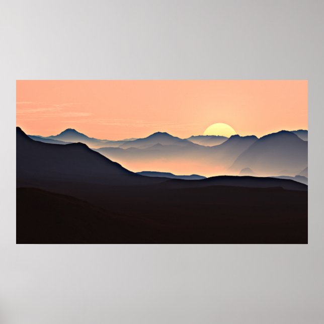 Montanhas Sunset Poster (Frente)