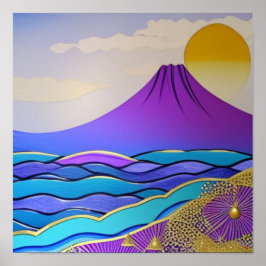 Montanhas Teais pelo Oceano Poster