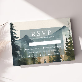 Montanhas Watercolor E Placas RSVP De Casamento