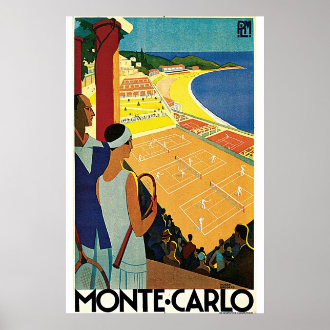 Monte-Carlo Art Deco Tennis Poster (Frente)