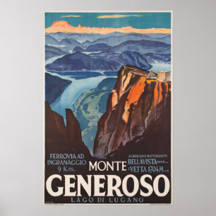 Monte Generoso, suiça, poster de viagens