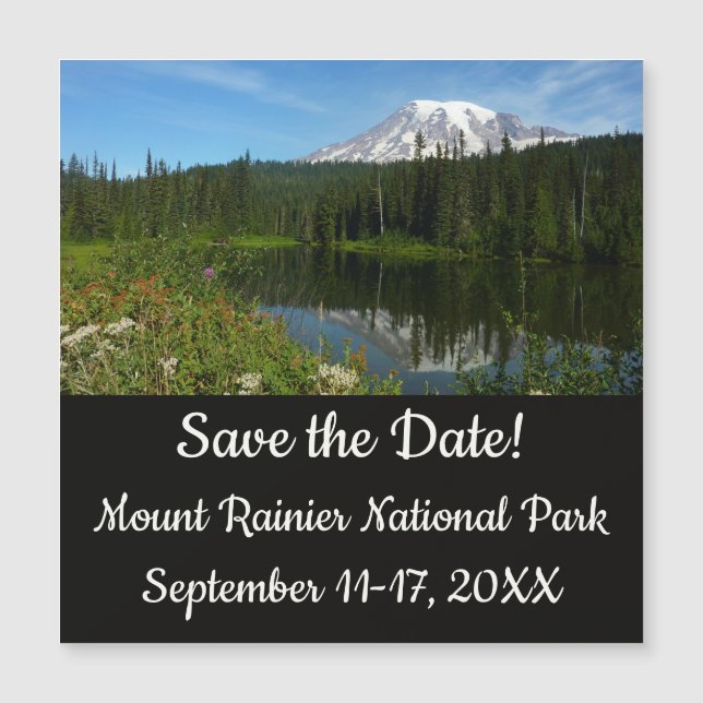 Monte Rainier Lake Refletido com flores selvagens (Frente)