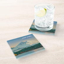 Monte Rainier sobre Viagens vintage do Lago Washin