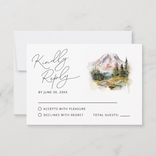 Monte Rainier Washington Watercolor RSVP (Frente)
