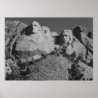 Monte Rushmore Poster preto e branco