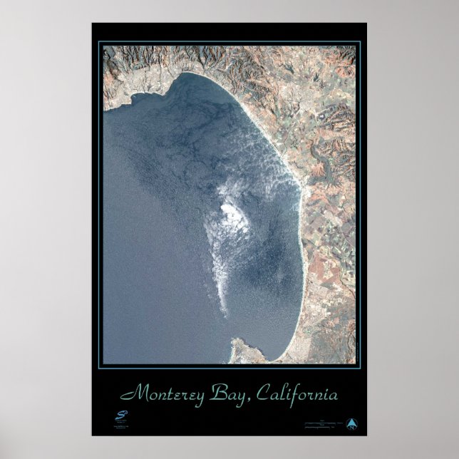 Monterey Bay, poster de satélite da Califórnia (Frente)