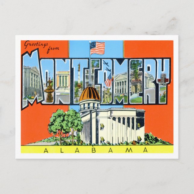 Montgomery, Alabama Vintage Big Letters Cartão (Frente)