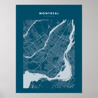 Montreal - Poster do mapa negro da cidade azul do