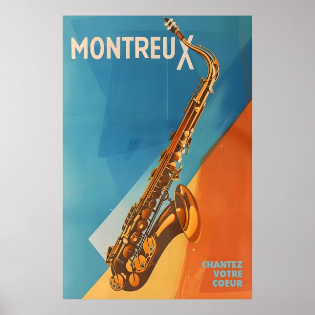 Montreux Jazz Festival Poster Retro Saxophone Art (Frente)