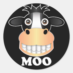 Moo - Adesivo redondo clássico, brilhante