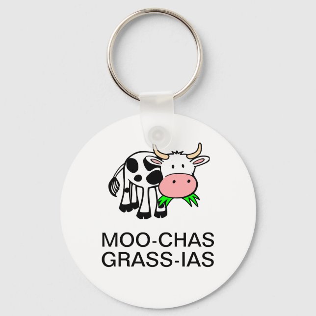 Moo-chas Grass-ias (Muchas Gracias) Chaveiro (Frente)