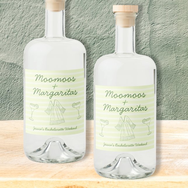 Moo Moos & Margaritas Manuscrito Bachelorette (Moo Moos & Margaritas Handwritten Bachelorette Liquor Bottle Label)
