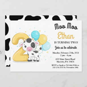 Moo, sou dois Convites de festas segundo aniversár