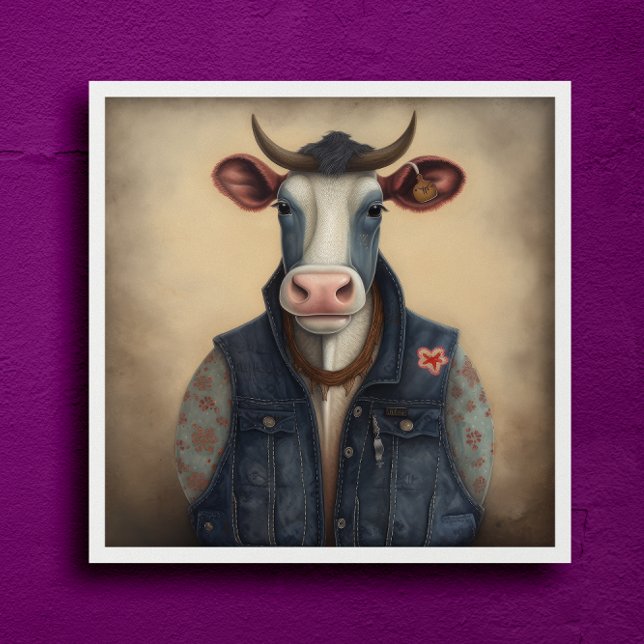 Moo-Tique Denim - Vaca engraçada em Poster de fant (Criador carregado)