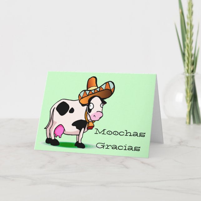 Moochas Gracias Cow Cartões de agradecimentos (Frente)