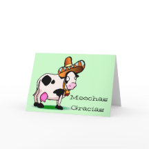Moochas Gracias Cow Cartões de agradecimentos