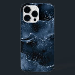 Moody Agate | Marinho Denim Steel Blue Faux Glitte<br><div class="desc">O grunge dos anos 90 inspirou uma pedra agata escura e sofisticada, marmoreada, de cor aquática, num tom profundo de joia, com folha metálica falsa e veias brilhantes, numa rica e dramática espiral de fluidos abstrato e veias brilhantes. Da coleção "Até a Morte nos Pede", este magnífico gradiente feminino pintado...</div>