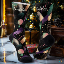 Moody Autumn Abstrato in Plum and Forest Green