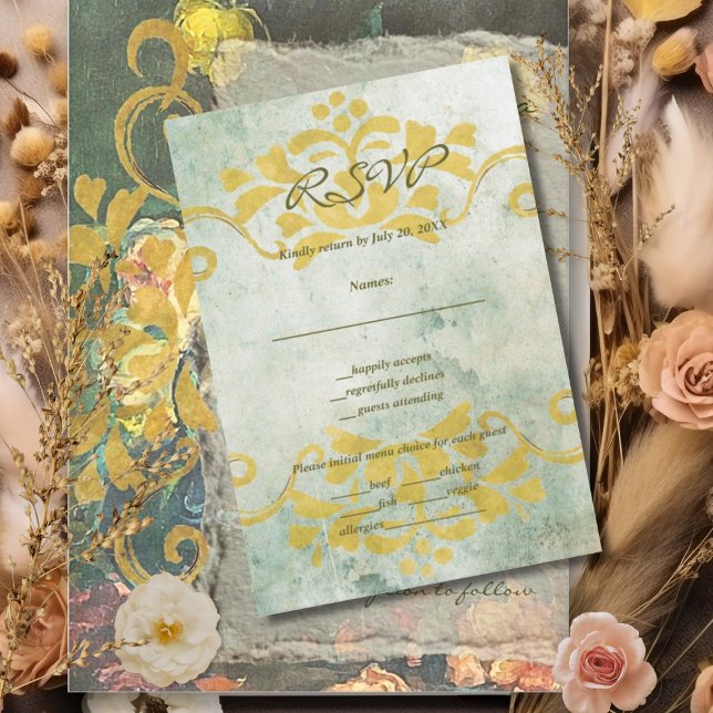 Moody Barroco Vintage Casamento Floral RSVP (Criador carregado)