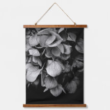 Moody Black and White Hydrangea Flower Floral Wood
