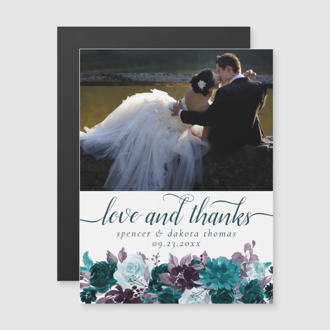 Moody Boho | Teal Purple Foto Obrigado Magnet (Frente/Verso)