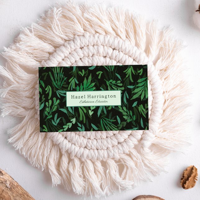 Moody Botanical Code Cartão de visita Verde Black (Criador carregado)