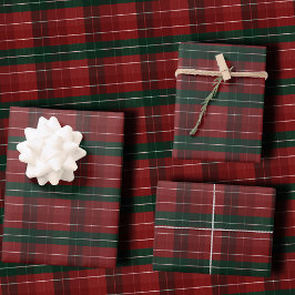 Moody Burgundy and Hunter Green Stripe Plaid Xmas