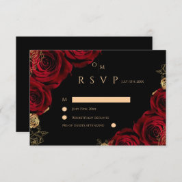 Moody Burgundy Roses Wedding RSVP card