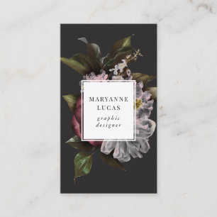 Moody Dark Floral Elegante Cartão de visita