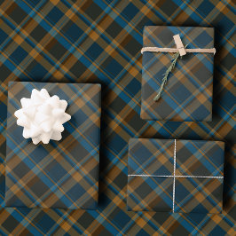Moody Diagonal Navy, Brown and Copper Tartan Plaid