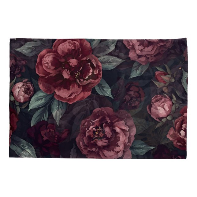 Moody Florals Watercolor Dark Red Pattern (Verso)