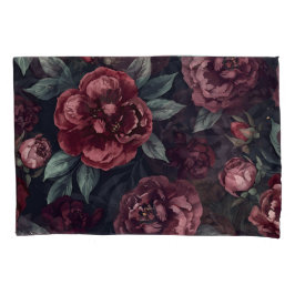 Moody Florals Watercolor Dark Red Pattern