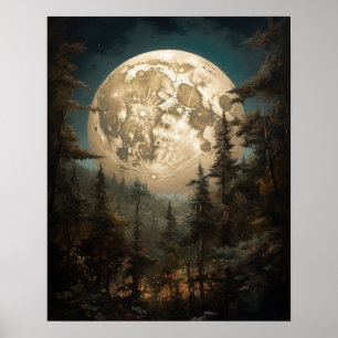 Moody Gothic Moon Art Impressão