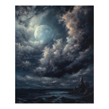 Moody Gothic Moon Art Impressão