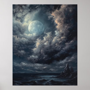 Moody Gothic Moon Art Impressão