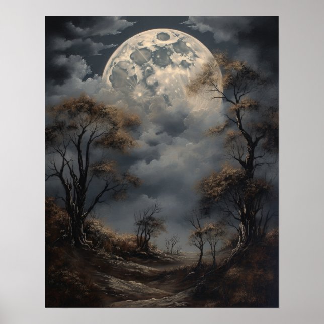 Moody Gothic Moon Art Impressão (Frente)