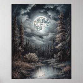 Moody Gothic Moon Art Impressão