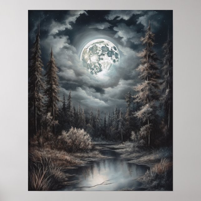 Moody Gothic Moon Art Impressão (Frente)