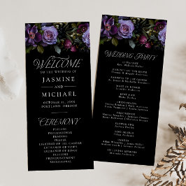 Moody Gothic Purple Floral Weding Program
