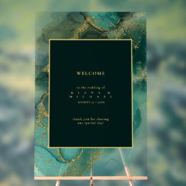 Moody Ink Emerald Dourado Abstrato Welcome ID988
