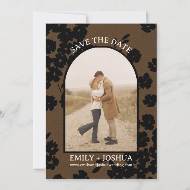 Moody Modern Floral Flat Salve O Cartão De Data Br (Frente)