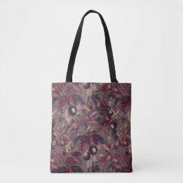 Moody Plum & Fig Leaves Tote Bag | Artistic Floral