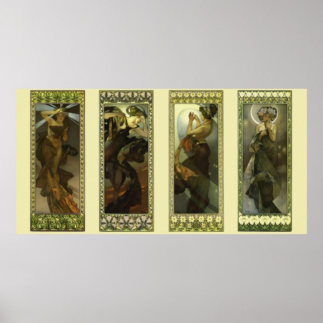 Moon and Stars by Alphonse Mucha Poster (Frente)
